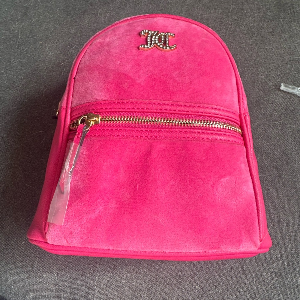 Juicy Couture Pink flash velour Backpack with Gold Accents NWT